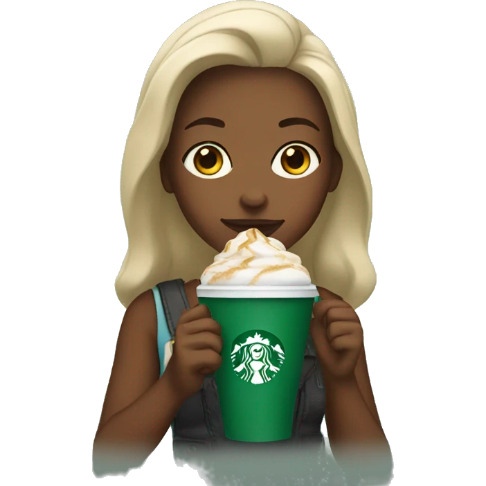 Girl drinking Starbucks emoji