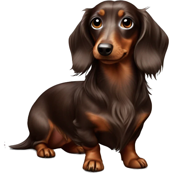 Chocolate dapple long haired dachshund emoji