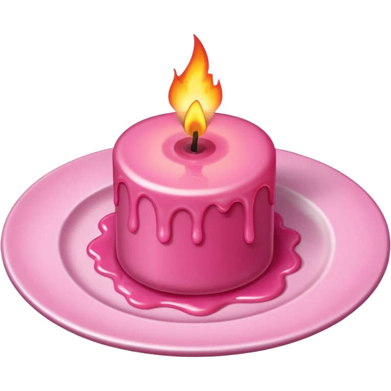 A drawing of a flaming pink candle that could be used at a romantic dinner table. The camera is a Bird's-Eye View angle. emoji