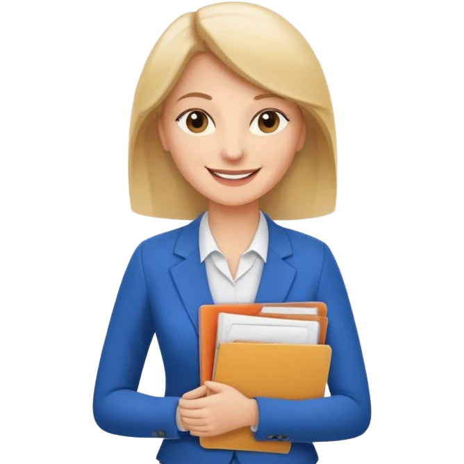 business woman with file folder and documents emoji