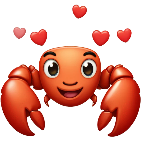 Cute Lobster and hearts emoji