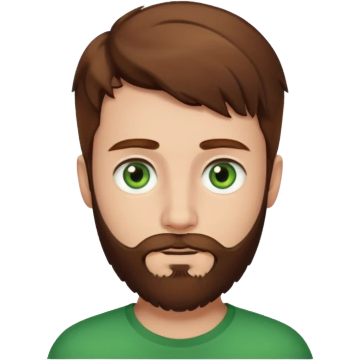a boy with brown hair, green eyes, perfect beard emoji