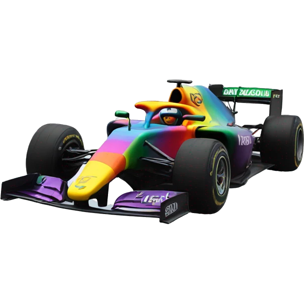 Flying f1 car with rainbow behind it emoji