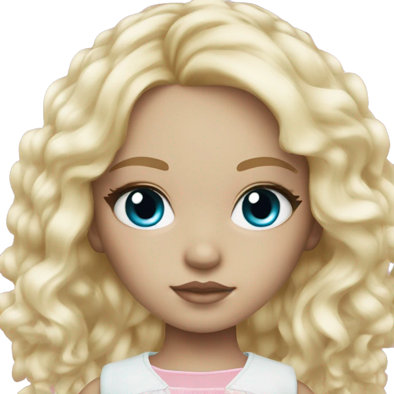 ocean blue doll eyes, blonde hair, feminine, pink, girl, angelic emoji