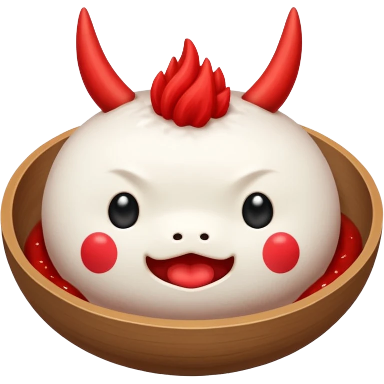 Un mochi japonés con cuernos y rabo de diablo  emoji