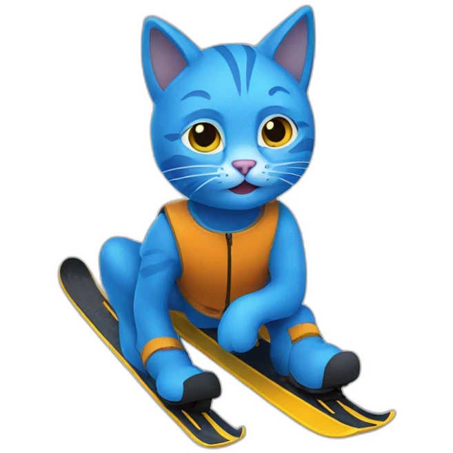 blue cat skiing emoji