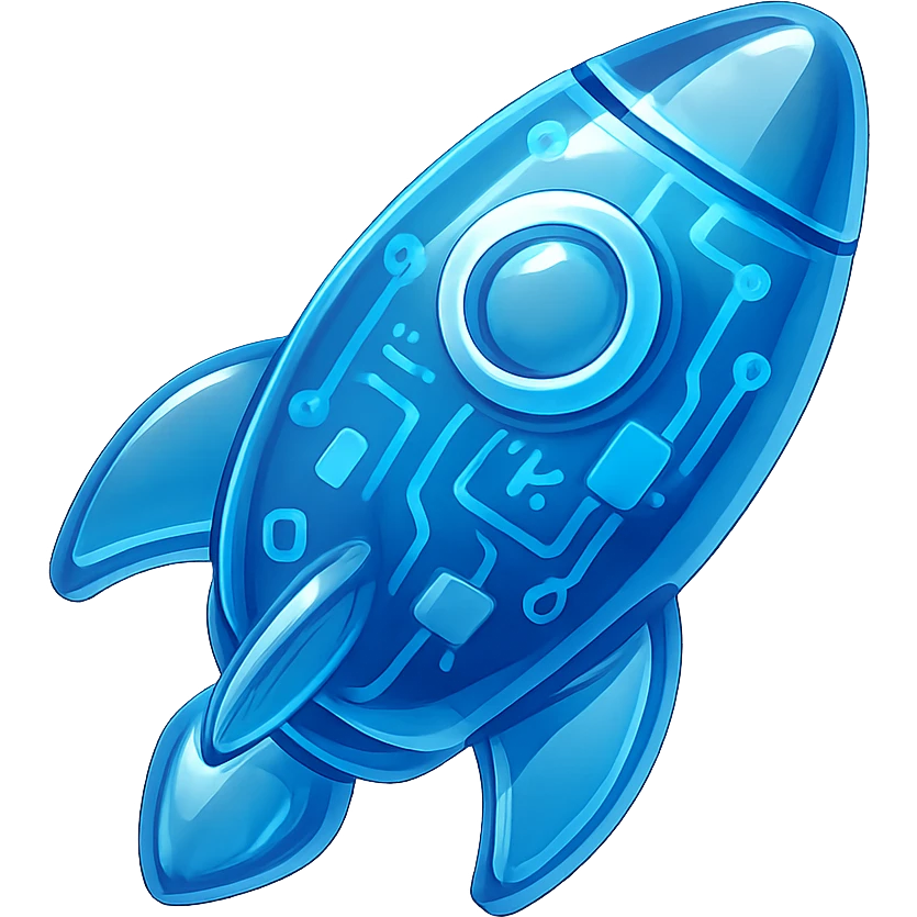 rocket icon with glossy circuit style emoji