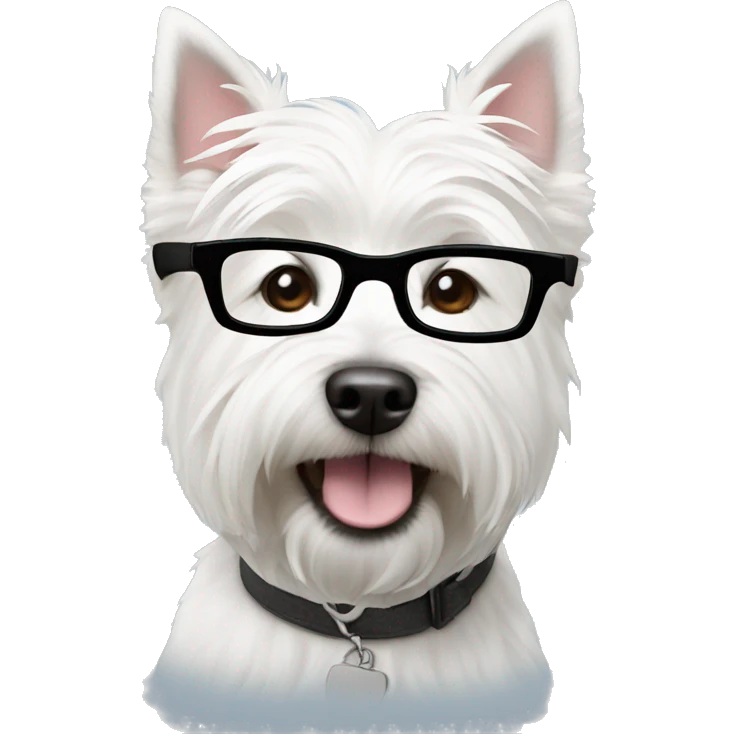 west highland white terrier with black glasses emoji