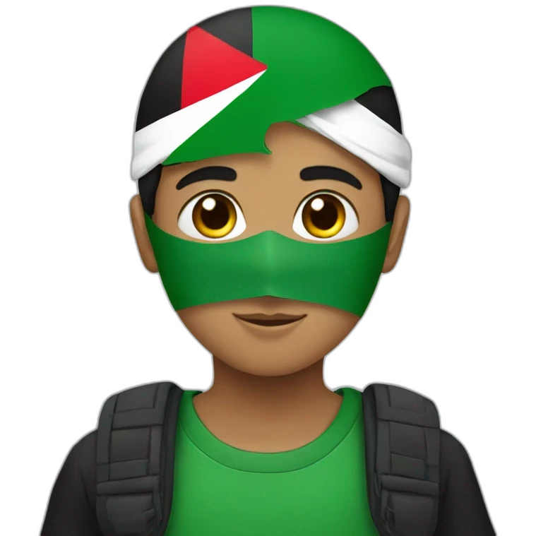 Boy Wearing a Palestinian flag mask emoji