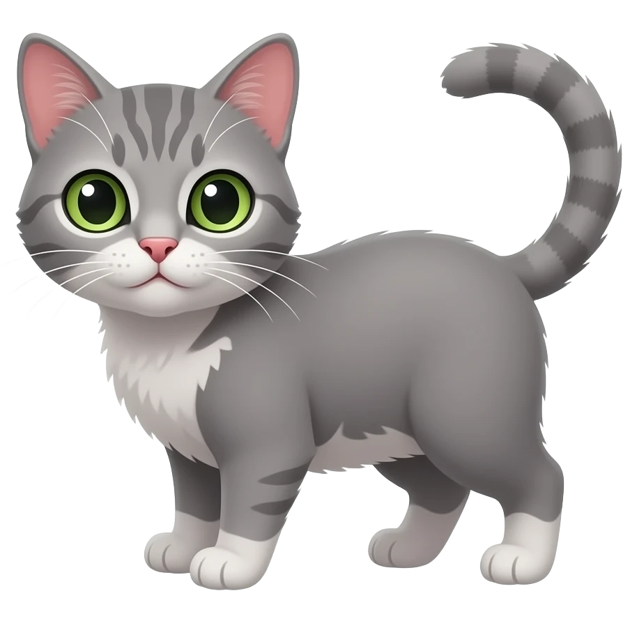 Grey cat cute small light green eyes emoji