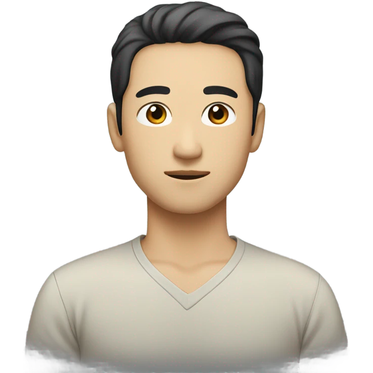man from japan with white skin and black hair, wear casual shirt  emoji