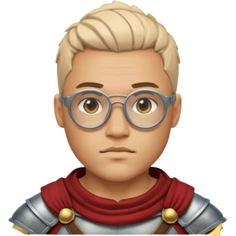 Xeko, wearing gladiator cloth, big round glassed emoji