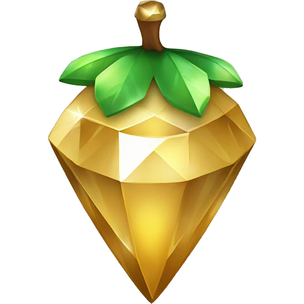 a Diamond Acorn, sparkling like a cut diamond, with short top and stem that is made of gold emoji