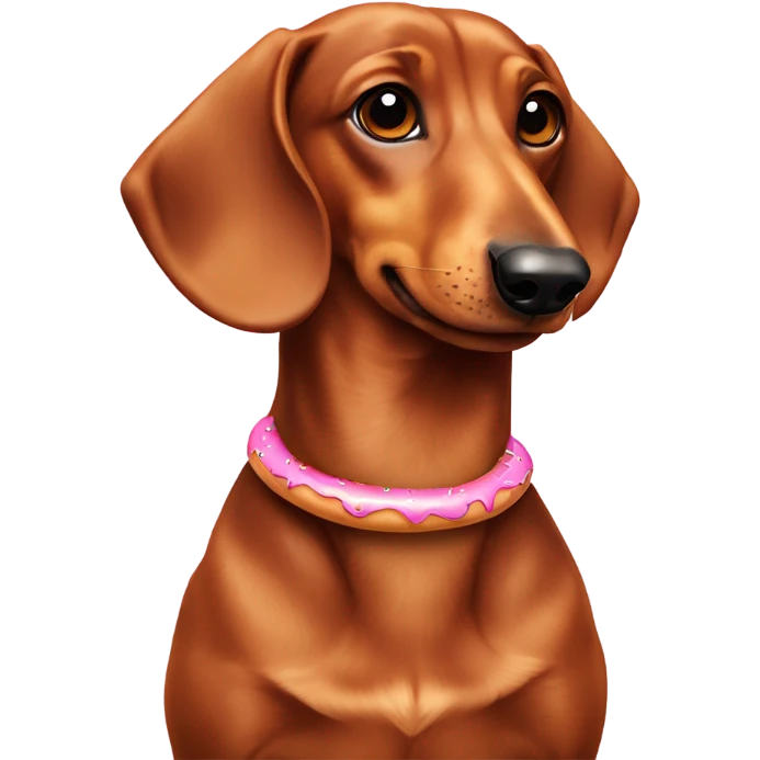 Daschund dog with a donut in itd neck emoji