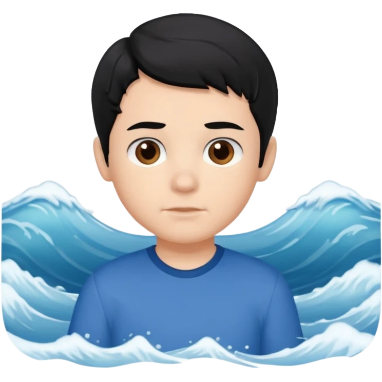 Siyah saçlı saçları öne doğru dalgalı bir şekilde beyaz tenli kahverengi gözlü küçük erkek çocuk emoji