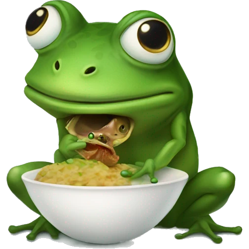 A frog eating an alien emoji
