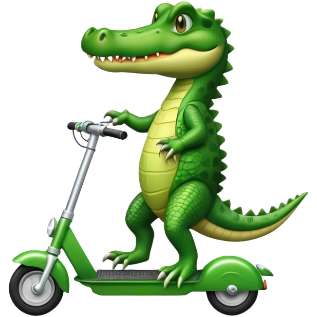 Crocodile riding a scooter emoji