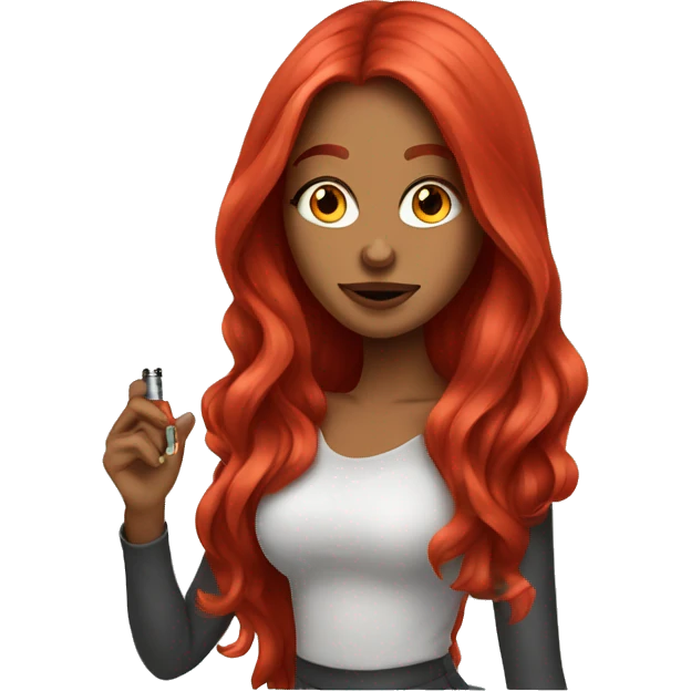 Gorgegous red Long hair Girl vaping emoji