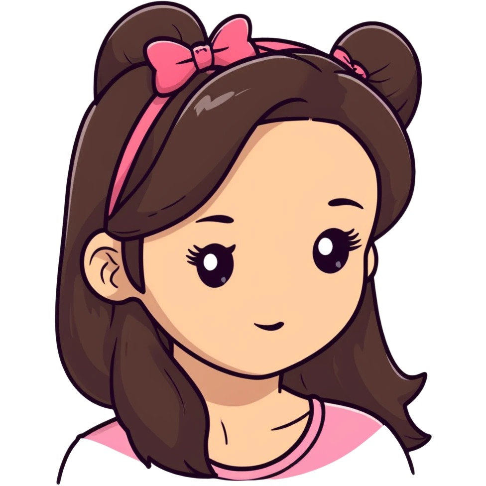 long hair brunette tan girl with bow with eyelashes emoji