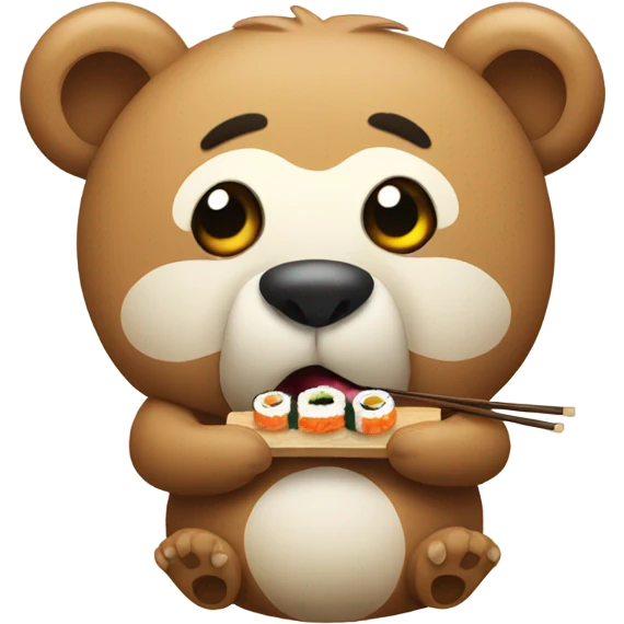 Bear eating sushi emoji