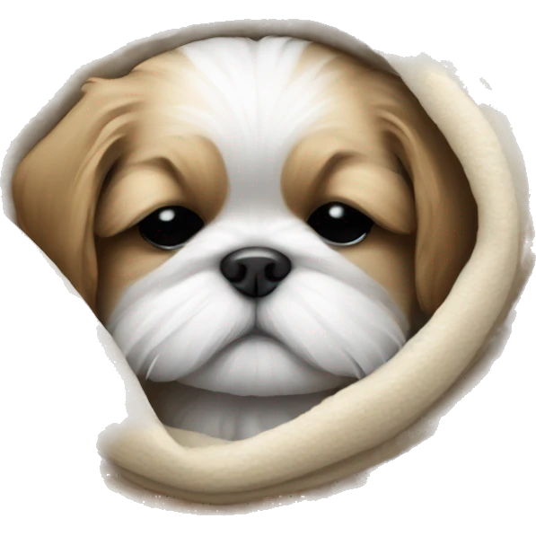 Realistic Shi - tzu puppy sleeping with a blanket emoji