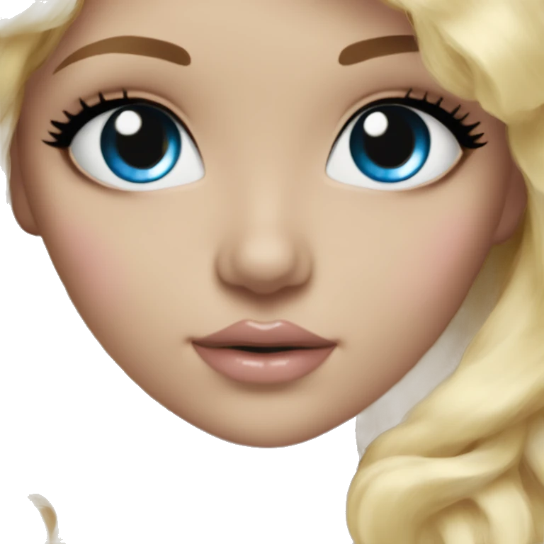 ocean blue doll eyes, blonde hair, feminine, pink, girl, angelic emoji