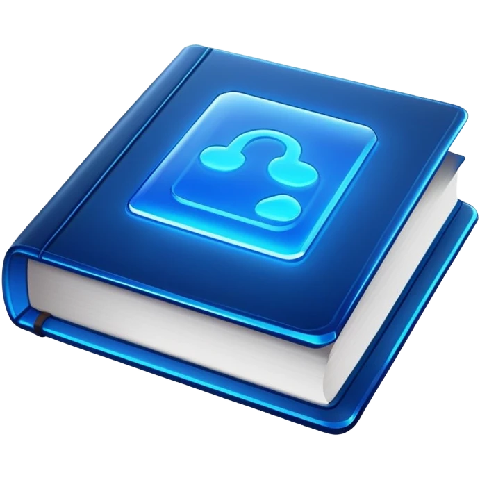 dark neon blue glass book emoji