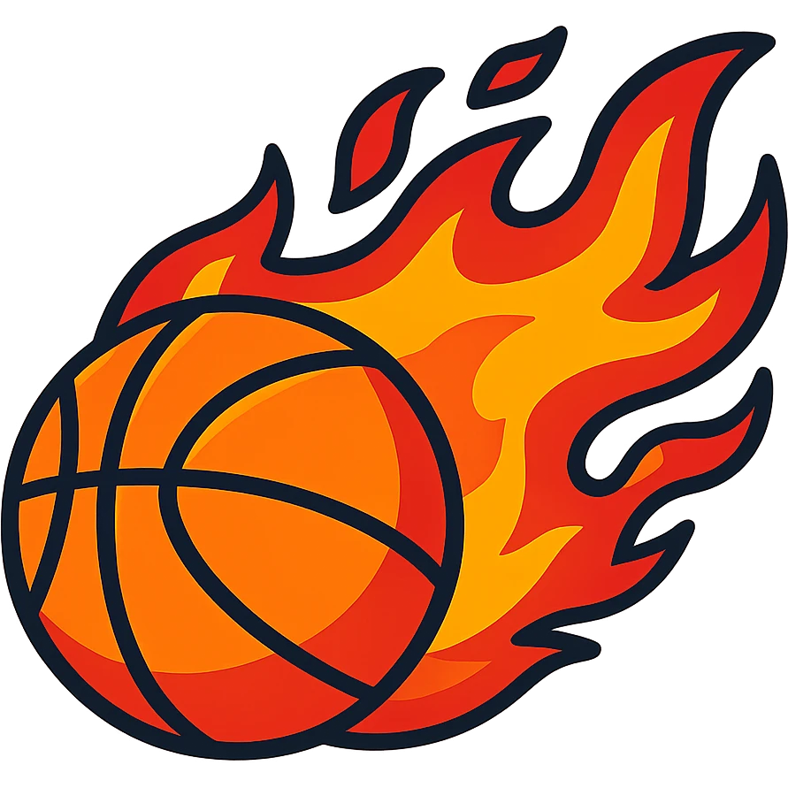 basketball on fire in vibrant toon cartoon style emoji