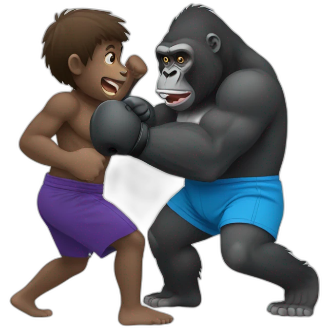 Gorilla boxing a Kid emoji