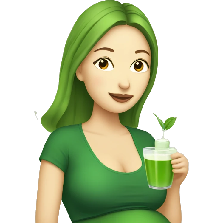 pregnant lady drinking matcha emoji