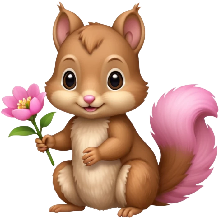 baby squirrel hold a flower emoji