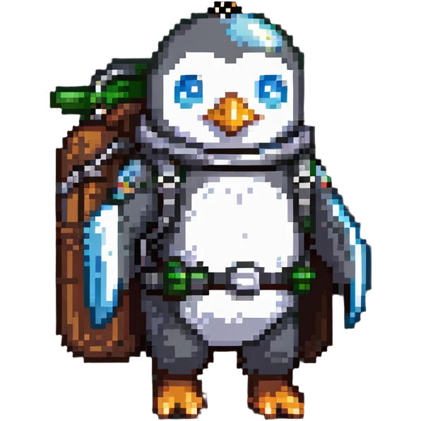 penguin with a jetpack emoji