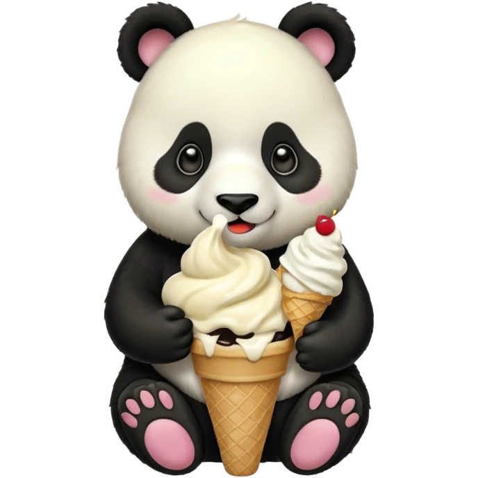 Panda eating ice cream emoji