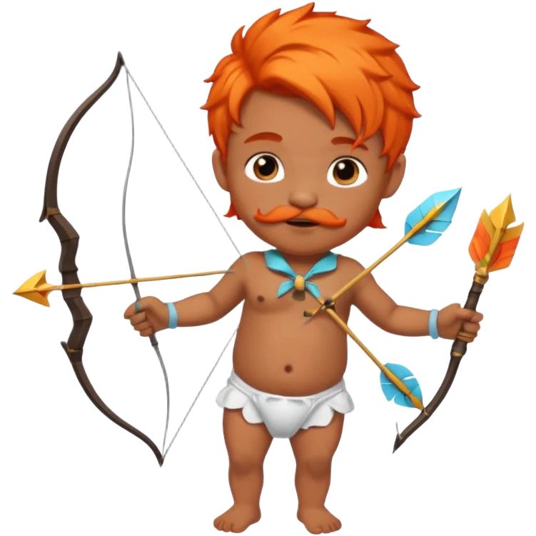 Black cupid with orange hair and mustache emoji