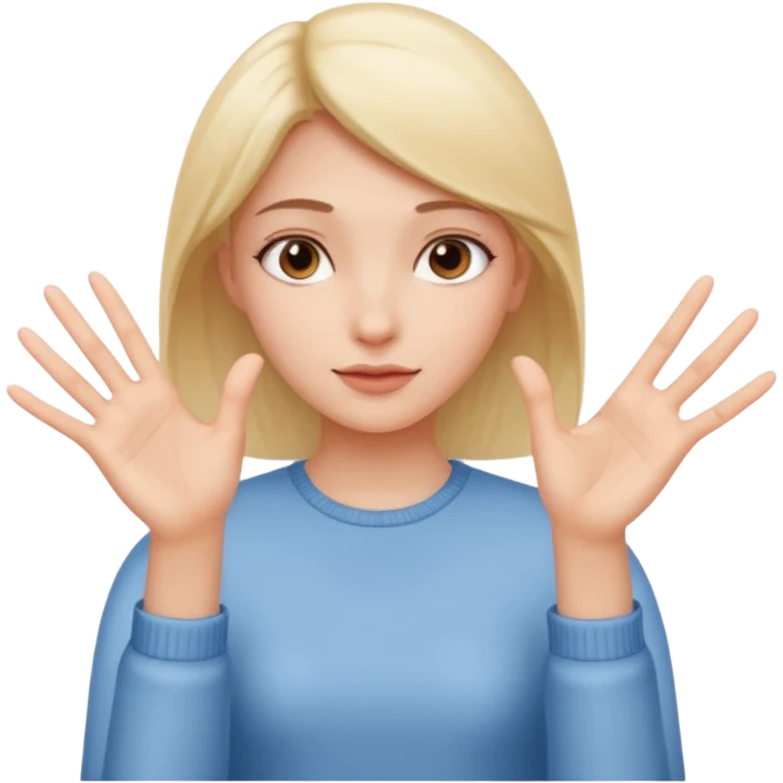 Girl with two hands in front no flowers and make them at different levels emoji