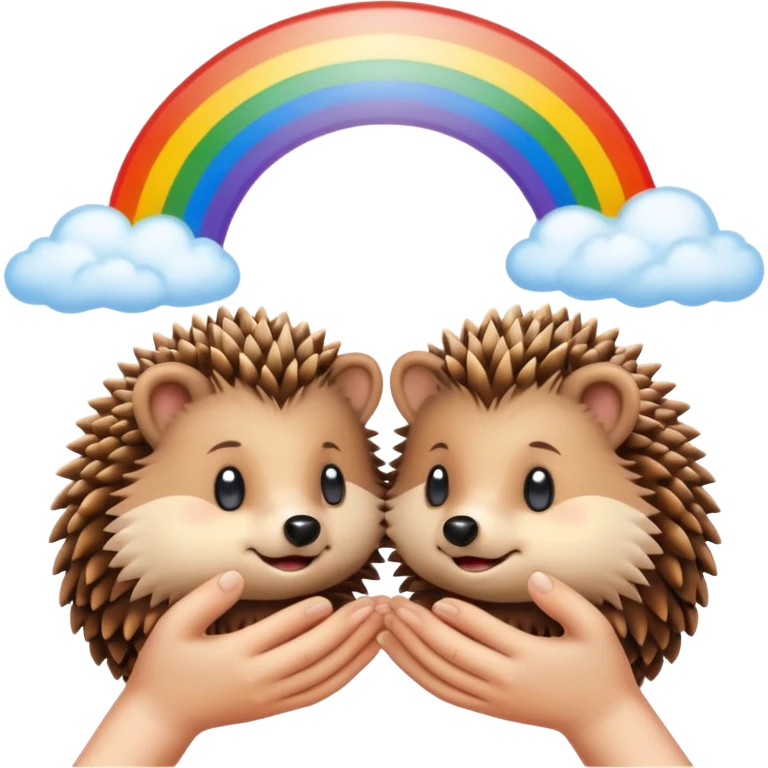The Hedgehog Is Retro Holding Both Hands With Rainbow In Sky emoji