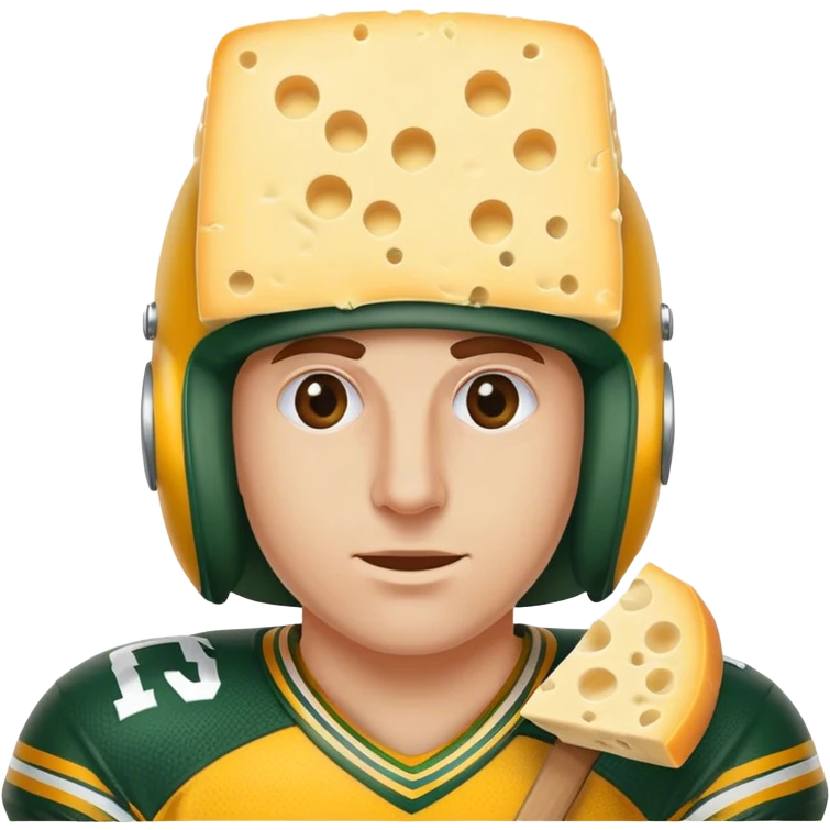 Packers fan with a slice of cheese on his head emoji