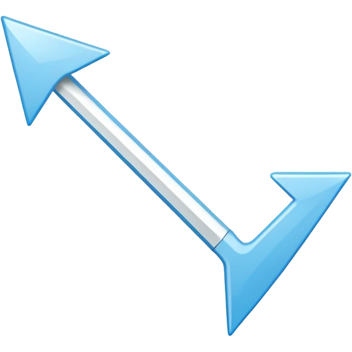 Extremely simplistic white arrow with light blue outline pointing emoji