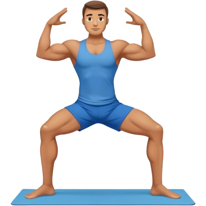 jacked man blue shorts yoga emoji