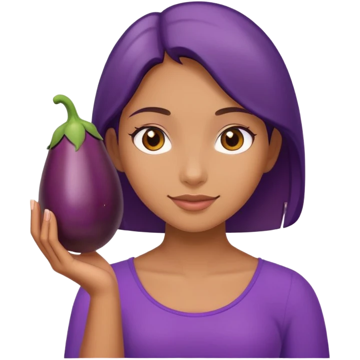 Girl holding egg plant  emoji
