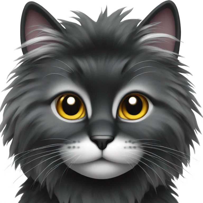 Black and silver fluffy cat emoji