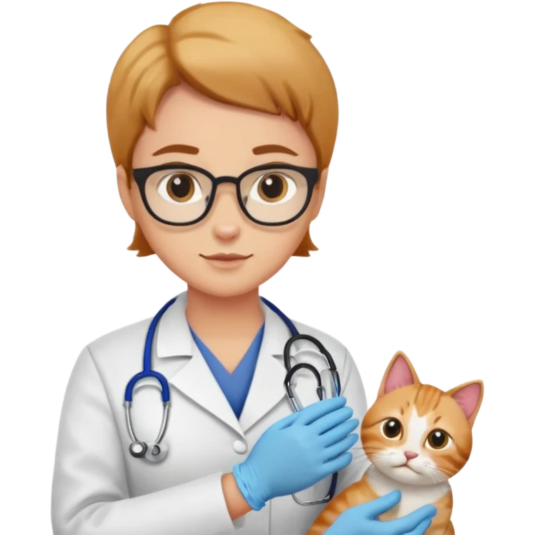 veterinarian examining a cat emoji