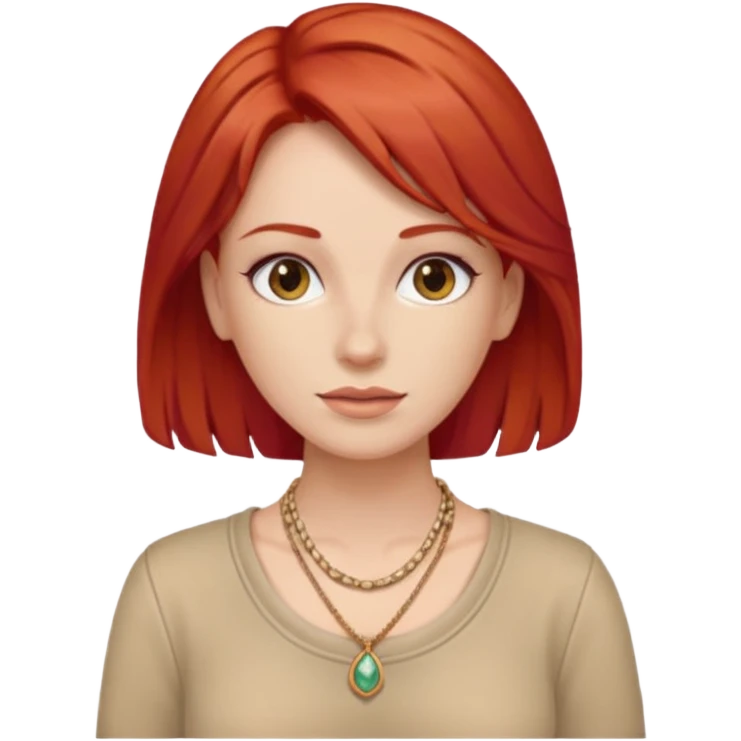 lady-in-beige-clothes-,-red-hair,-wearing-necklace emoji