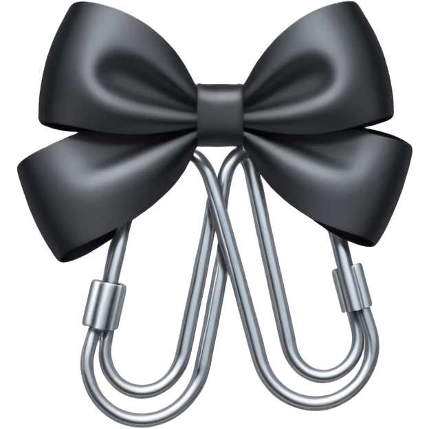 one silver paper clip with a black bow in the middle emoji
