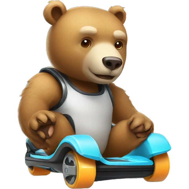 a bear on hoverboard wearing a helmet emoji