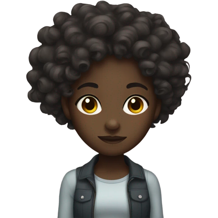 darkskin girl with curly hair  emoji