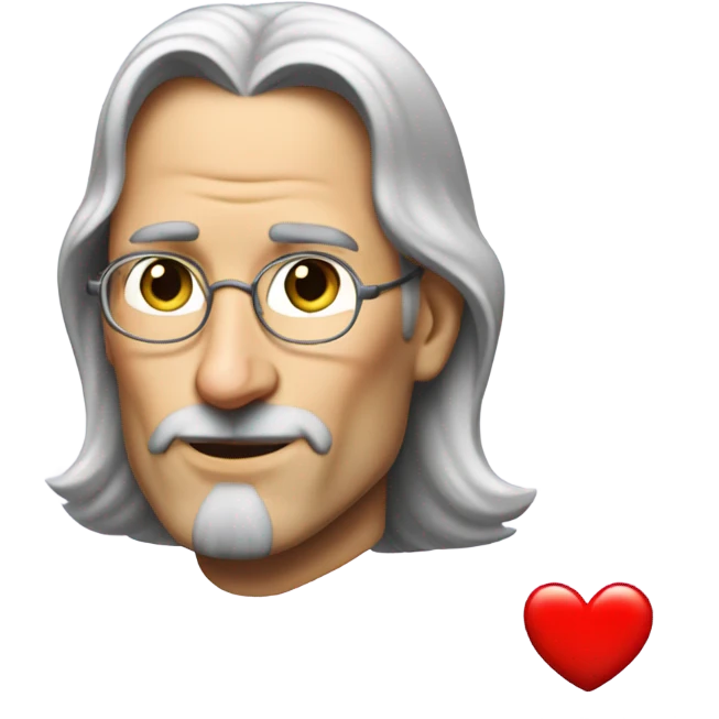 Steve jobs but with hair, flirty kiss and heart emoji
