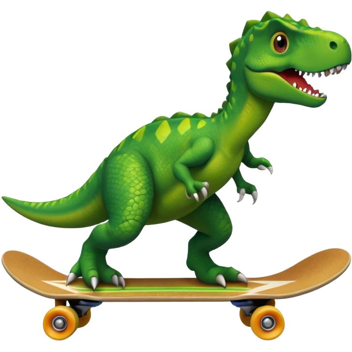 Dinosaur on a skateboard emoji