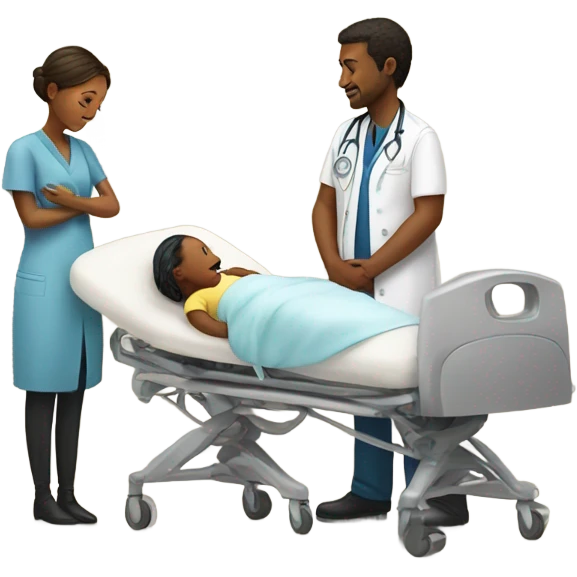 a woman gives birth and doctors stand nearby emoji