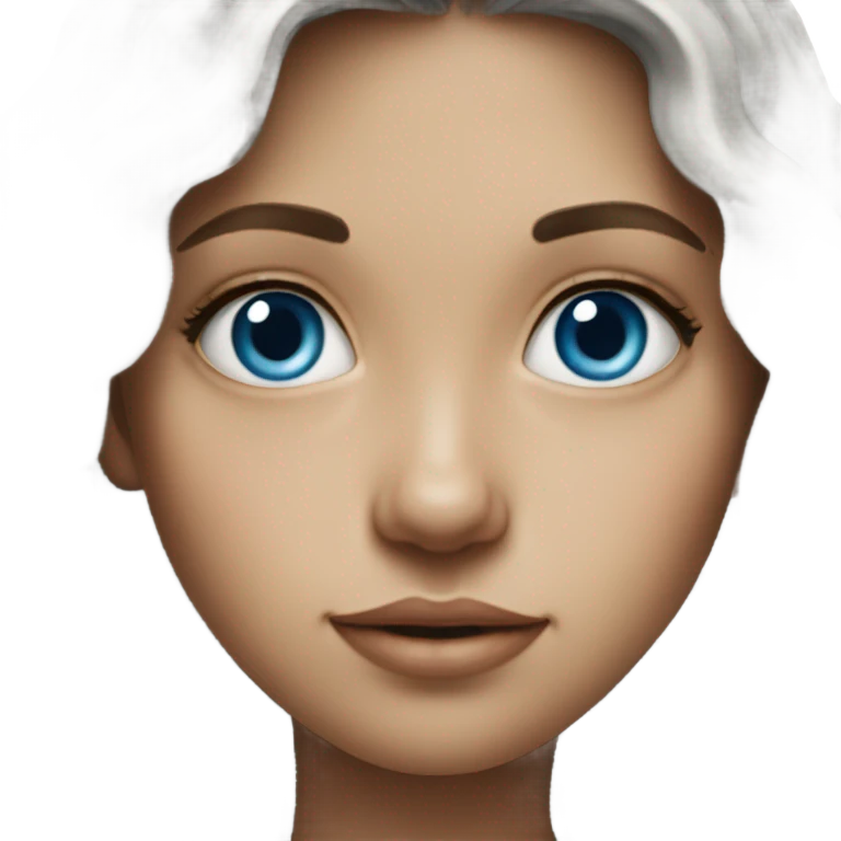 realistic portrait of a girl with blue eyes emoji